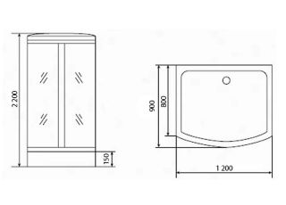 Душевая кабина Timo Standart T-6615BF Black Fabric 120x90см